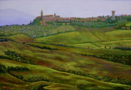 Pienza, Toscane 70 x 50 cm Acryl/huile